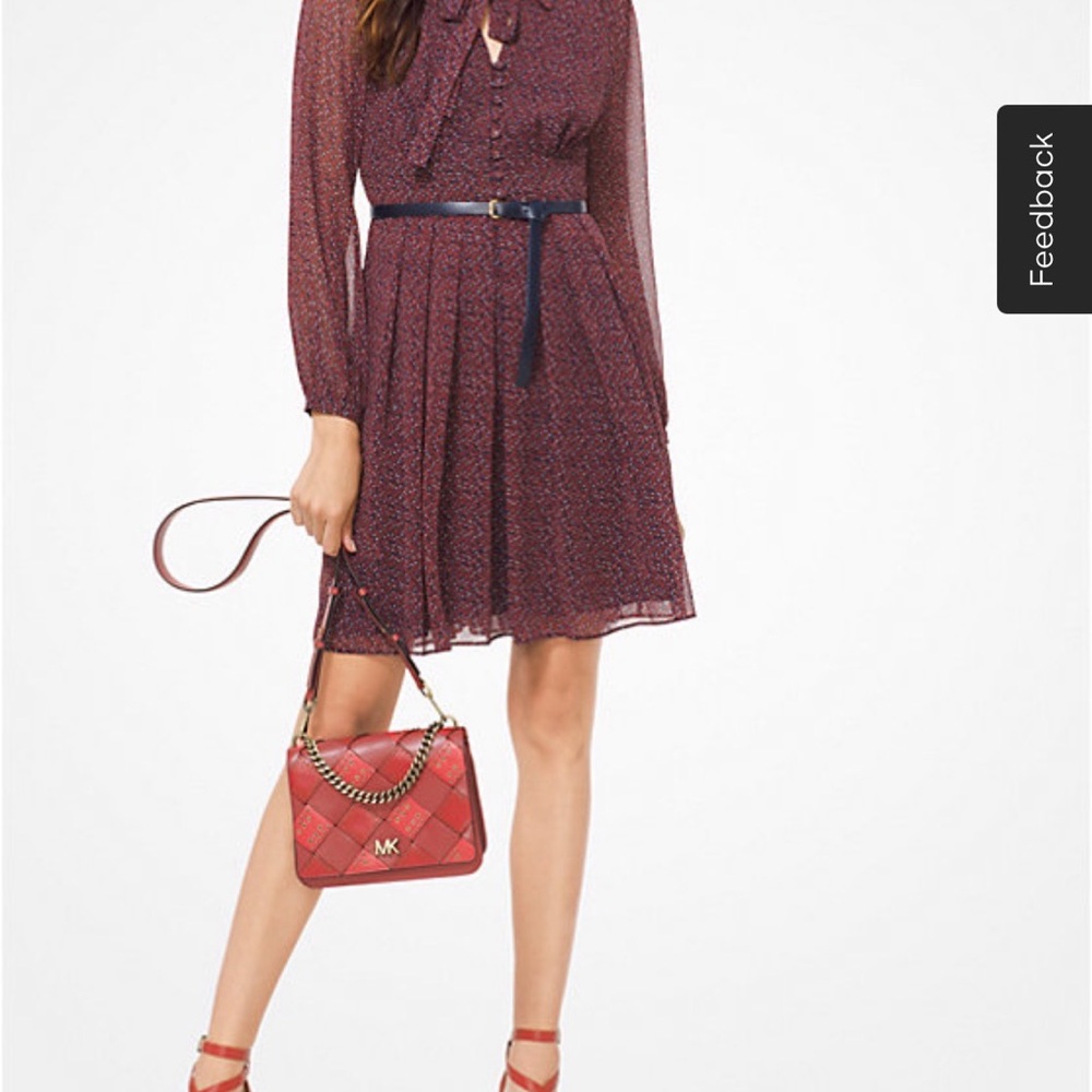 NWT! MICHAEL Michael Kors Brown Pleated Sundress with Sailor Collar